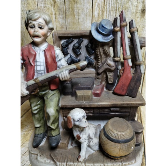 Vtg Hunter Dog & Guns Figurine Old Man Shot Guns Hand Guns Holster (su1) - Picture 4 of 9